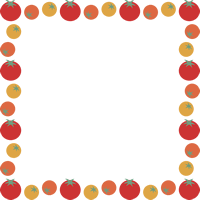 3色プチトマトのフレーム飾り枠イラスト