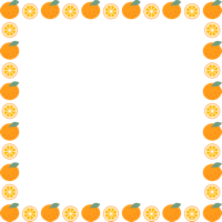 [果物・フルーツ]みかん（オレンジ）のフレーム飾り枠イラスト