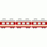赤いラインが入った電車（鉄道車両）のイラスト