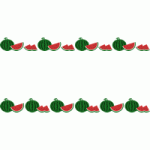 [果物・フルーツ]西瓜（すいか・スイカ）のライン飾り罫線イラスト
