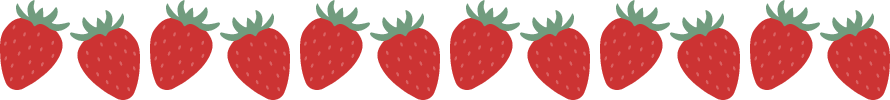 苺（いちご・イチゴ）のライン飾り罫線イラスト（W890×H100px）