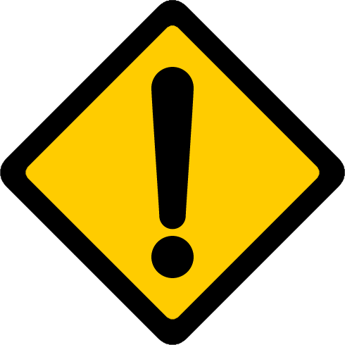 危険・注意警告（ビックリマーク）の標識イラストアイコン＜黄色：菱形＞