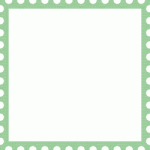 かわいい郵便切手風フレーム飾り枠イラスト＜ドット柄：緑色＞