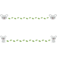 [動物のイラスト]かわいいコアラとユーカリの葉のライン飾り罫線