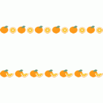 [果物・フルーツ]みかん（オレンジ）のライン飾り罫線イラスト＜輪切り/スマイルカット＞