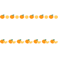 [果物・フルーツ]みかん（オレンジ）のライン飾り罫線イラスト