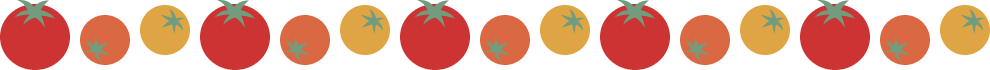 3色プチトマトのライン飾り罫線イラスト