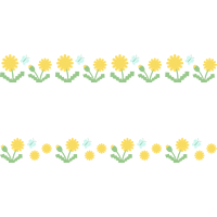 タンポポと蝶々のライン飾り罫線イラスト