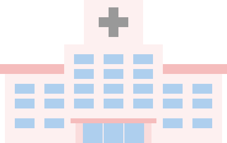 総合病院（医療センター）のイラスト＜ピンク色＞