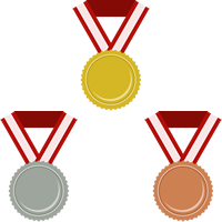 金メダル・銀メダル・銅メダルのフラットイラスト