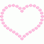 [バレンタイン/母の日]ピンクのバラのハート型フレーム飾り枠イラスト