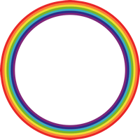 虹色（レインボーカラー）の丸型フレーム飾り枠イラスト＜正円／楕円形＞