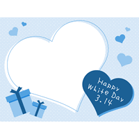 ハートとプレゼントのイラストが可愛いホワイトデーのメッセージカード
