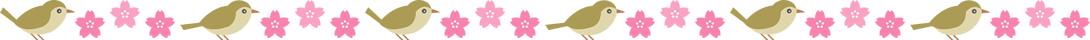 鴬（うぐいす）と桜の花のライン飾り罫線イラスト