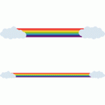 虹（レインボー）と雲のライン飾り罫線イラスト