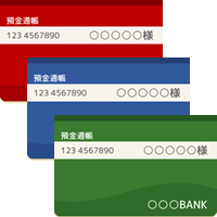 銀行預金通帳のイラスト＜赤・青・緑＞
