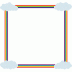 虹（レインボー）と雲のフレーム飾り枠イラスト