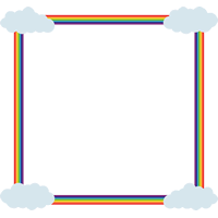 虹（レインボー）と雲のフレーム飾り枠イラスト