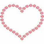 [バレンタイン/母の日]赤いバラのハート型フレーム飾り枠イラスト