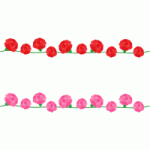 [母の日]カーネーションのライン飾り罫線イラスト（赤・ピンク）