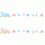 【梅雨のイラスト】紫陽花（あじさい）のライン飾り罫線