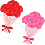 [母の日]かわいいカーネーションの花束イラスト（赤・ピンク）