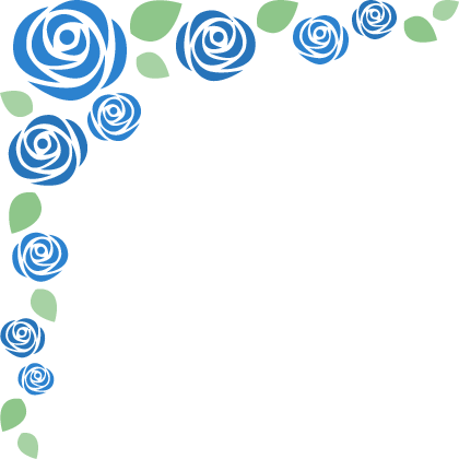 [父の日]青いバラのコーナーフレーム飾り枠イラスト