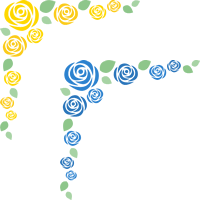[父の日]薔薇（バラ）のコーナーフレーム飾り枠イラスト＜黄色・青＞