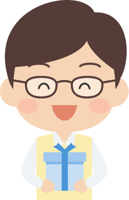 父の日 プレゼントをもらって喜ぶお父さんのイラスト 無料フリー