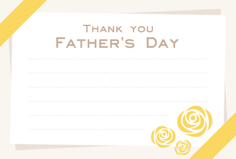 [父の日]黄色のリボンと薔薇（バラ）のメッセージカード