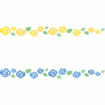 [父の日]薔薇（バラ）のライン飾り罫線イラスト＜黄色・青＞