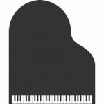 グランドピアノのフレーム背景枠イラスト＜黒・ベージュ＞
