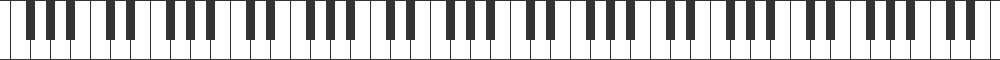 ピアノの鍵盤のライン飾り罫線イラスト＜白黒＞