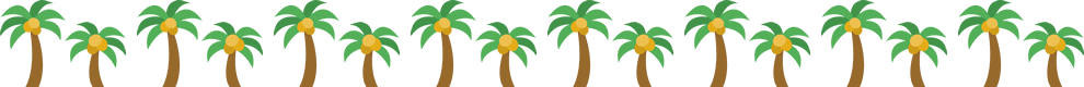 椰子の木（ヤシの木）のライン飾り罫線イラスト＜小＞