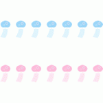風鈴のライン飾り罫線イラスト＜水色・ピンク＞