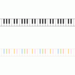 ピアノの鍵盤のライン飾り罫線イラスト＜白黒・カラー＞