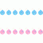水風船（ヨーヨー）のライン飾り罫線イラスト＜水色・ピンク＞