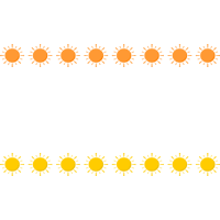 太陽（お日様マーク）のライン飾り罫線イラスト＜オレンジ・黄色＞