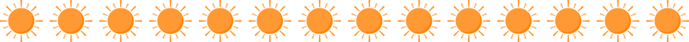 太陽（お日様マーク）のライン飾り罫線イラスト＜オレンジ＞