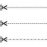 ハサミと切り取り線のラインイラスト（点線・破線・一点鎖線）