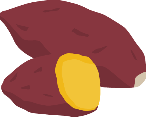 さつま芋（サツマイモ）のイラスト＜1本＋半分＞