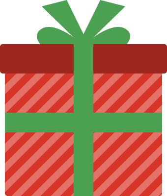 クリスマスプレゼントBOX（赤色：ストライプ模様）