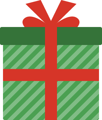 クリスマスプレゼントBOX（緑：ストライプ模様）