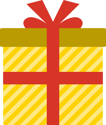 クリスマスプレゼントBOX（黄色：ストライプ模様）