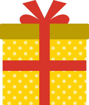 クリスマスプレゼントBOX（黄色：水玉模様）