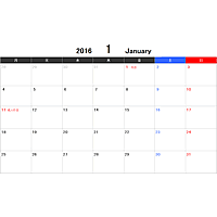 16年 平成28年 エクセルexcel月間 月別 カレンダー 日曜始まり 無料フリーイラスト素材集 Frame Illust