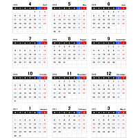 【4月始まり】2016年度（平成28年度）エクセル年間カレンダー＜月曜始まり＞