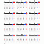2016年(平成28年)エクセルExcel年間カレンダー[月曜始まり]