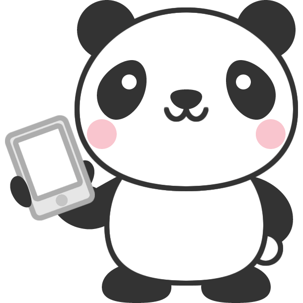 スマートフォンを持ったパンダのイラスト