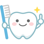 【歯のイラスト】歯ブラシを持った可愛い歯のキャラクター